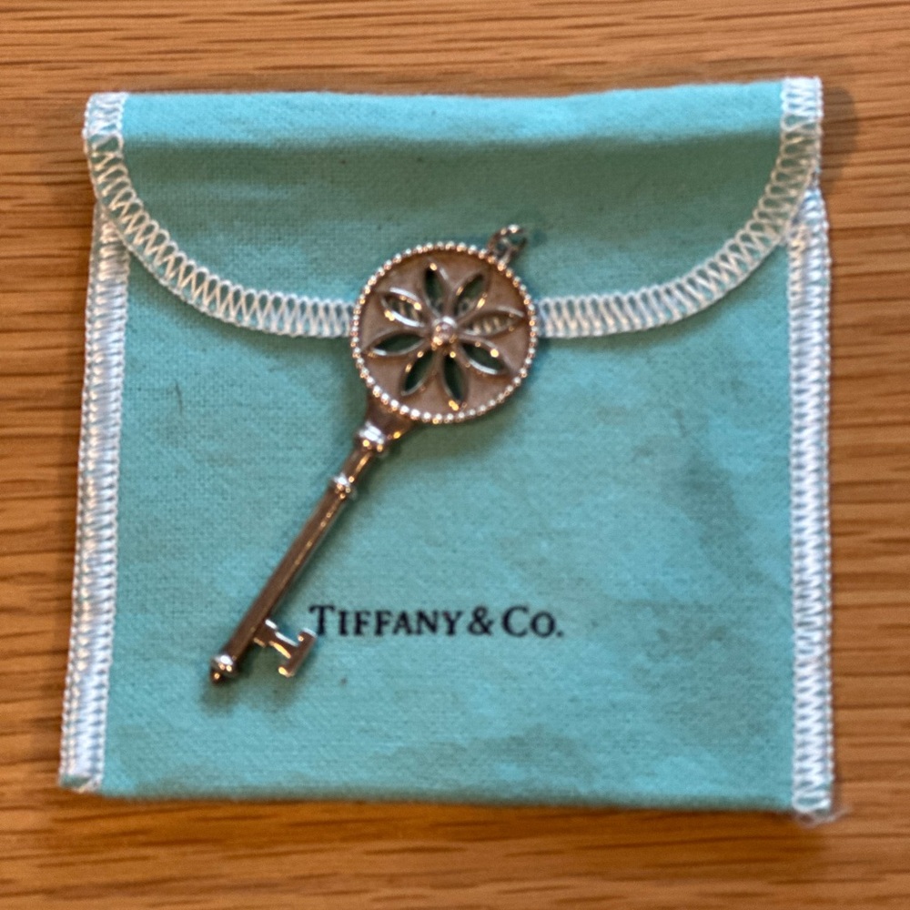 Tiffany & CO. Silver and Dimond Daisy Key Pendant with Beaded Design - Picture 5 of 8
